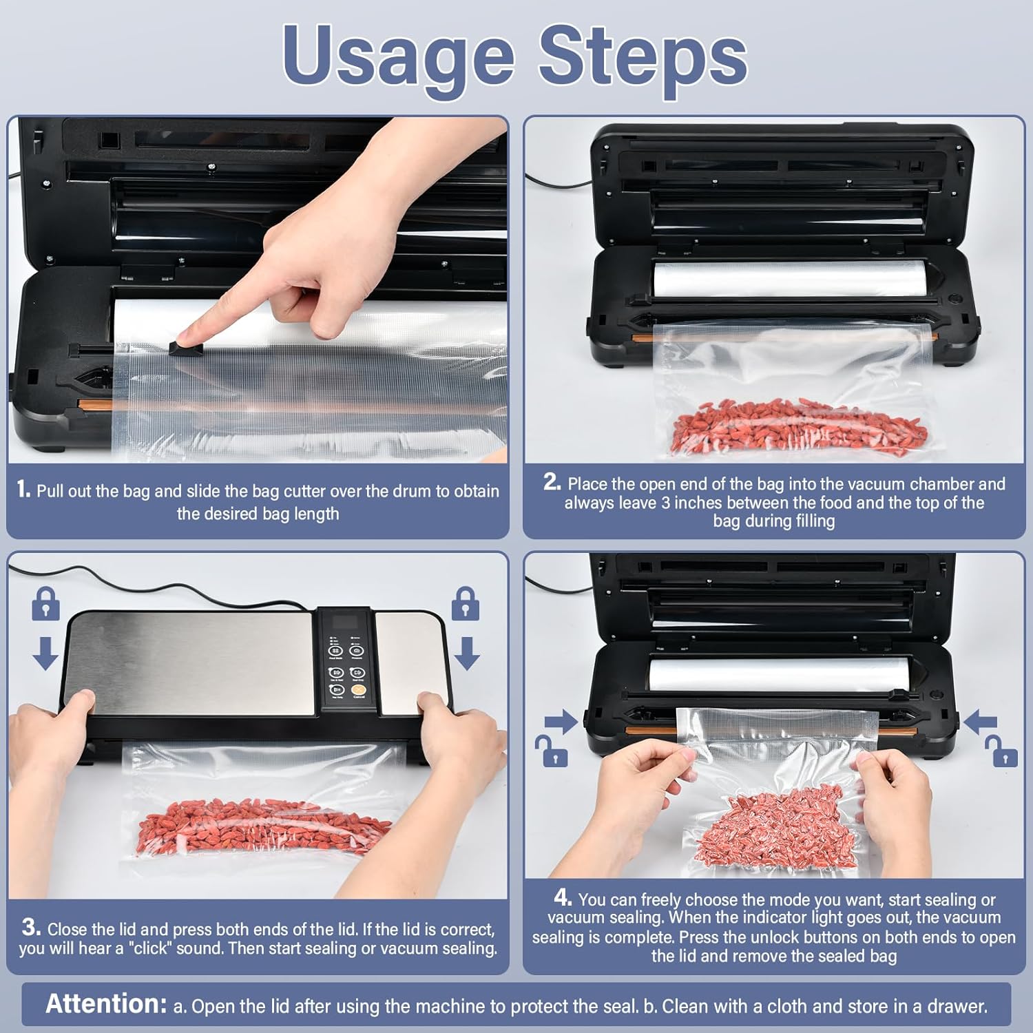 Machine Sous Vide Alimentaire - 8-en-1, 80KPA, coupeur intégré, sacs inclus