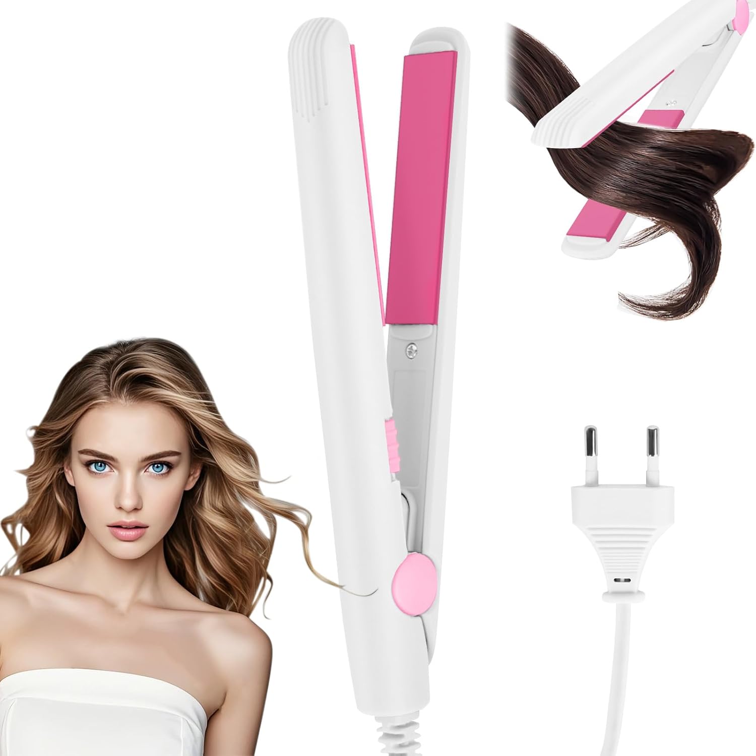 LOPHE - Mini fer à lisser 2 en 1, compact, chauffage rapide, 110-220V