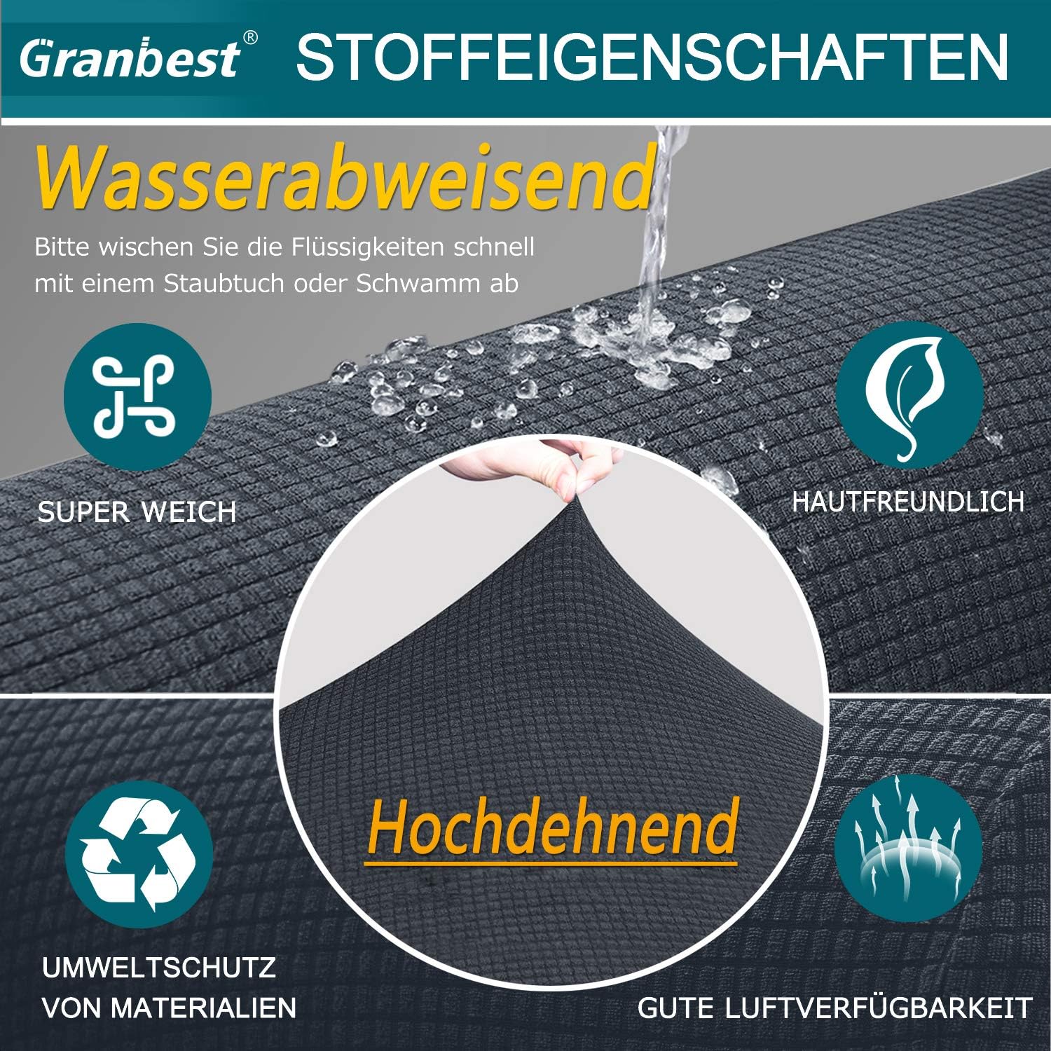 Granbest - housse canapé stretch imperméable 3 places - spandex gris