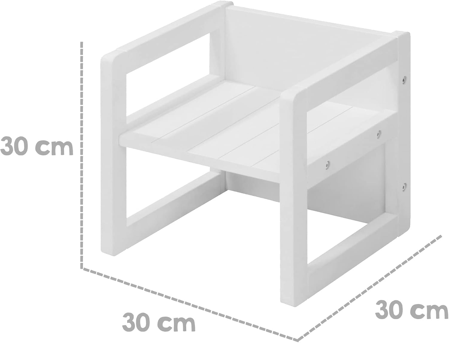 roba - Ensemble table enfant 3 hauteurs réversible, blanc, style campagne