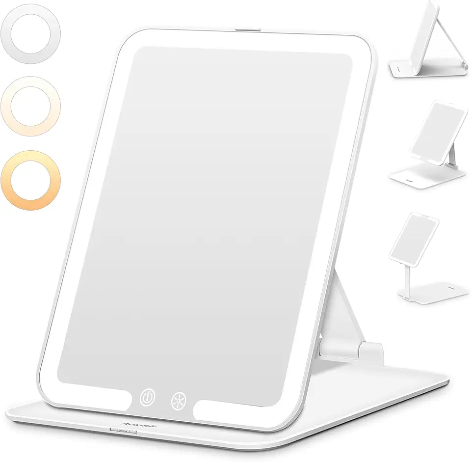 Auxmir - miroir maquillage LED, 72 LED, USB, 3 couleurs, tactile, blanc