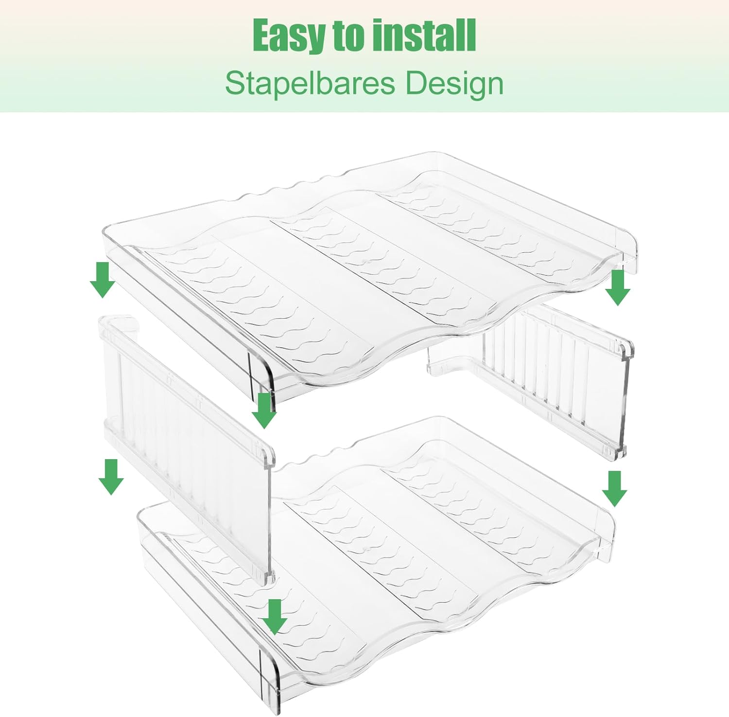 Range-bouteille plastique empilable 2 pièces, 6 bouteilles, pour frigo