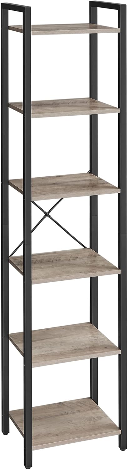 VASAGLE - étagère industrielle 6 niveaux, 30x40x187,5 cm, rangement bureau-salon-chambre, LLS101B02