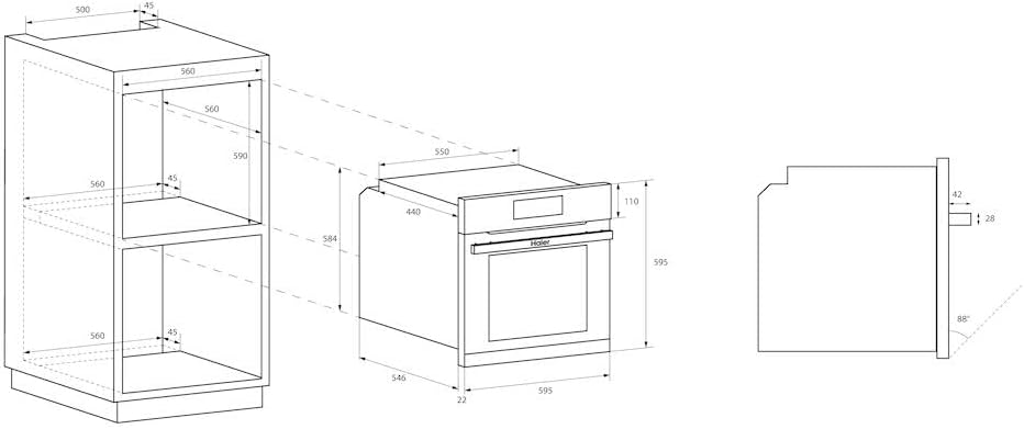 Haier - I-TOUCH Série 4 - 60 cm - four pyrolyse Wi-Fi, 14 fonctions - HWO60SM5T9BHD