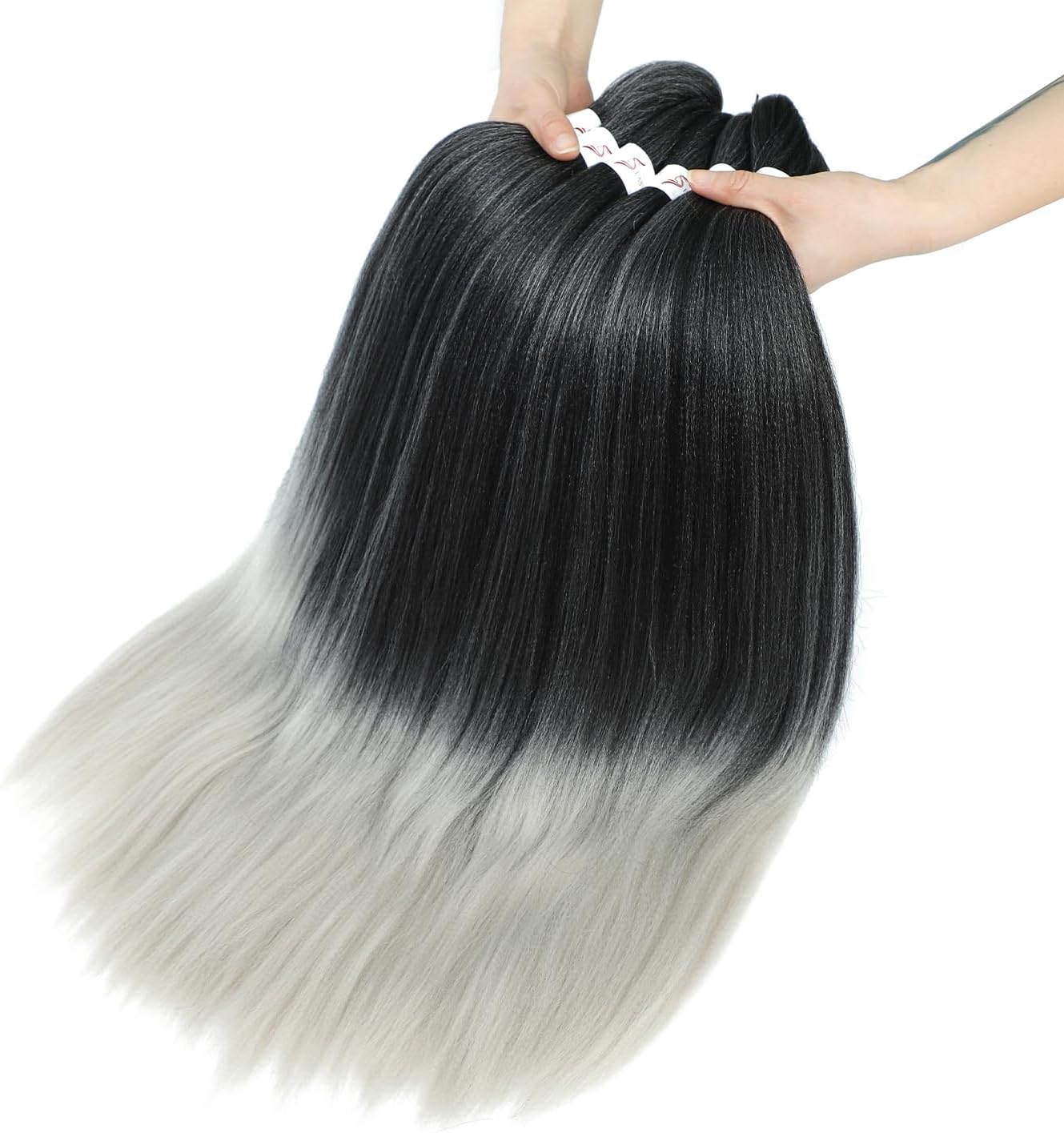 Rajout cheveux tressés - pré-étirés 30'' - Kanekalon gris/ombre - T1B/Argent#