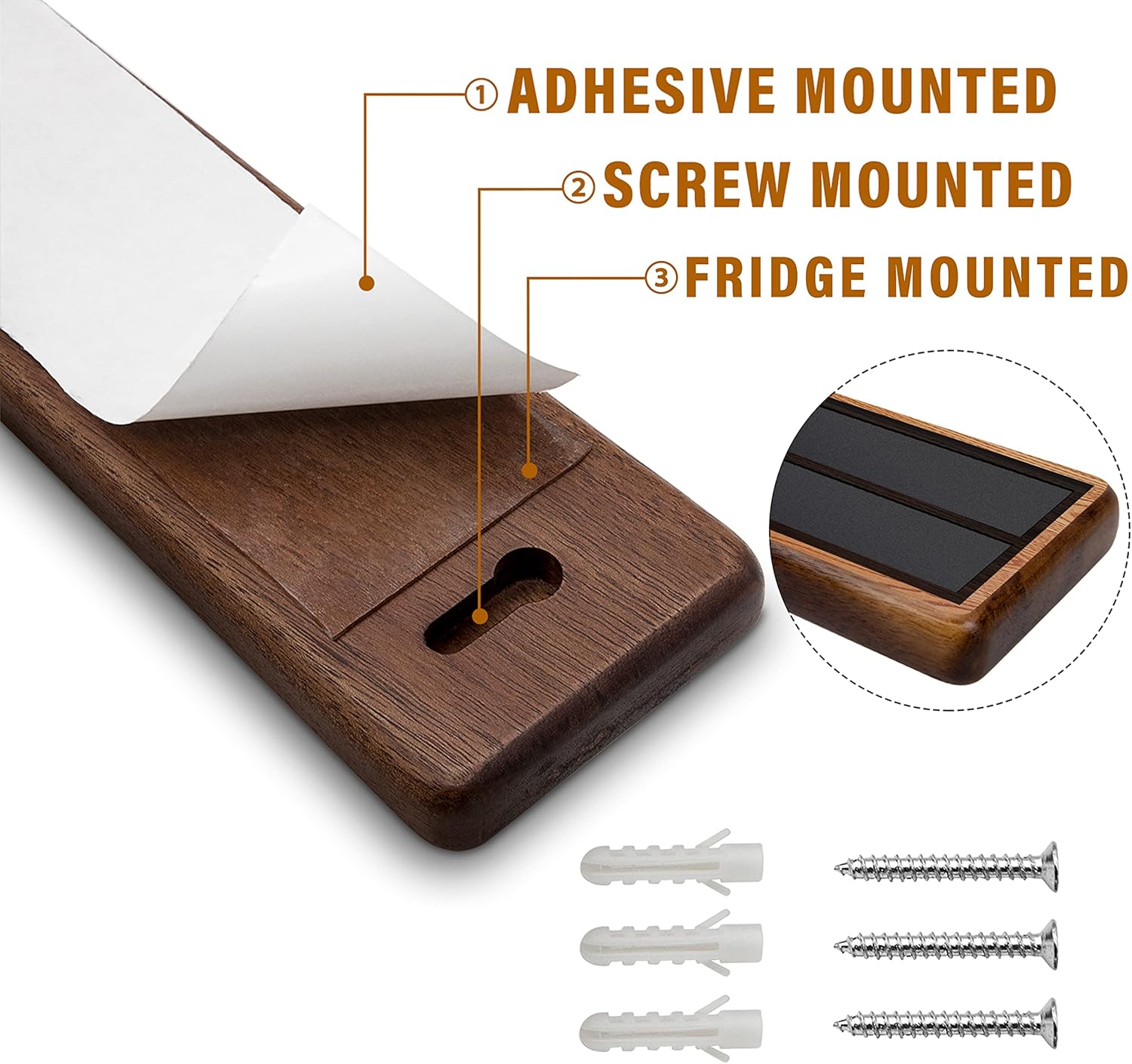 HOSHANHO - porte-couteaux aimanté bois, 40 cm, aimant puissant