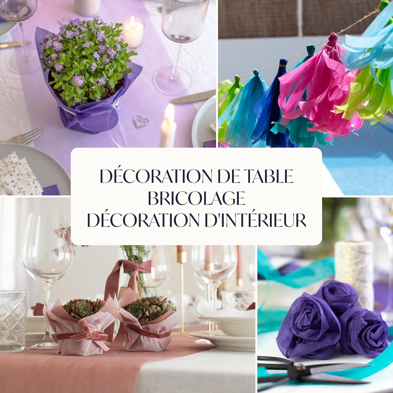 100%Mosel - chemin de table non-tissé violet 30x250cm - déco occasions