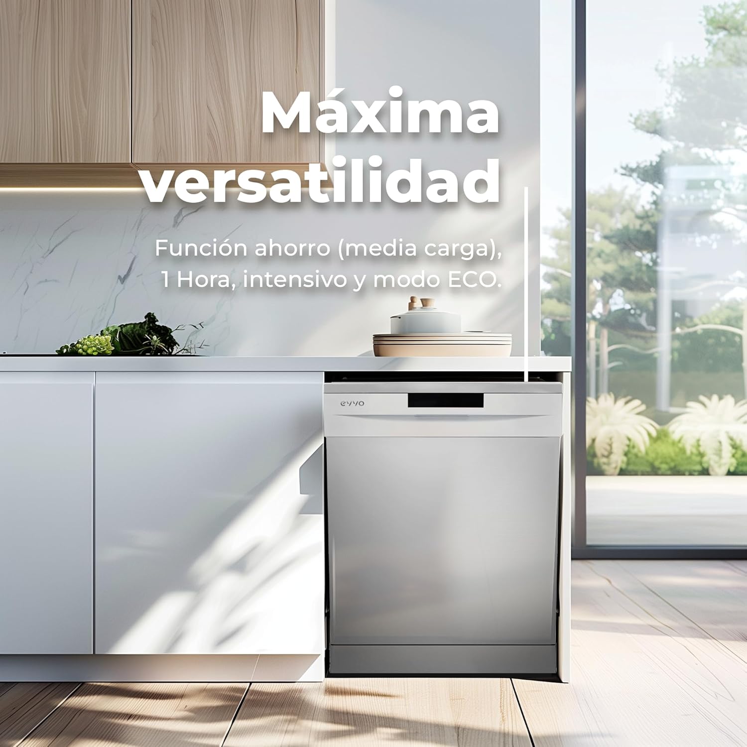 EVVO - D1 - 60 cm - 12 couverts, 5 programmes, plateau réglable