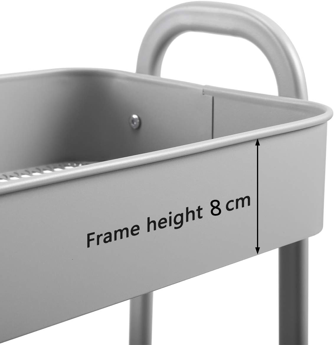 DOEWORKS - Chariot 3 niveaux métal, gris, roulettes, rangement cuisine