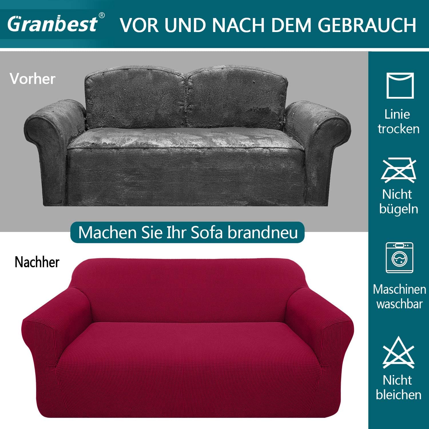 Granbest - housse canapé Jacquard extensible 1 place - protection animaux