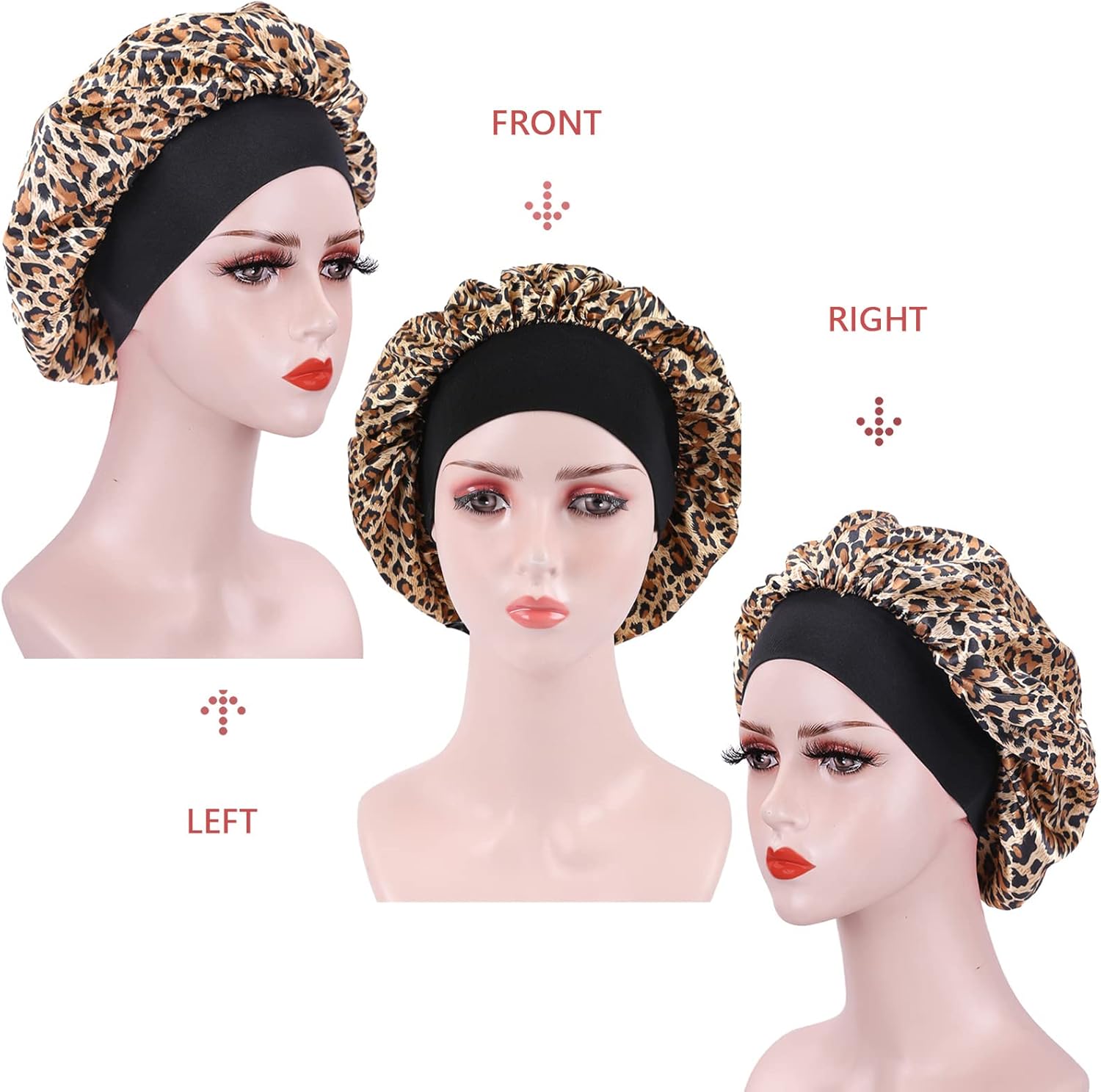 Bonnet satin cheveux nuit femme - lot de 2 - soie douce protectrice
