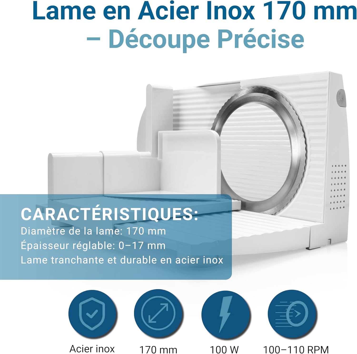 EUREL - RS42 trancheuse pliable, inox Ø170mm, épaisseur 0–17mm
