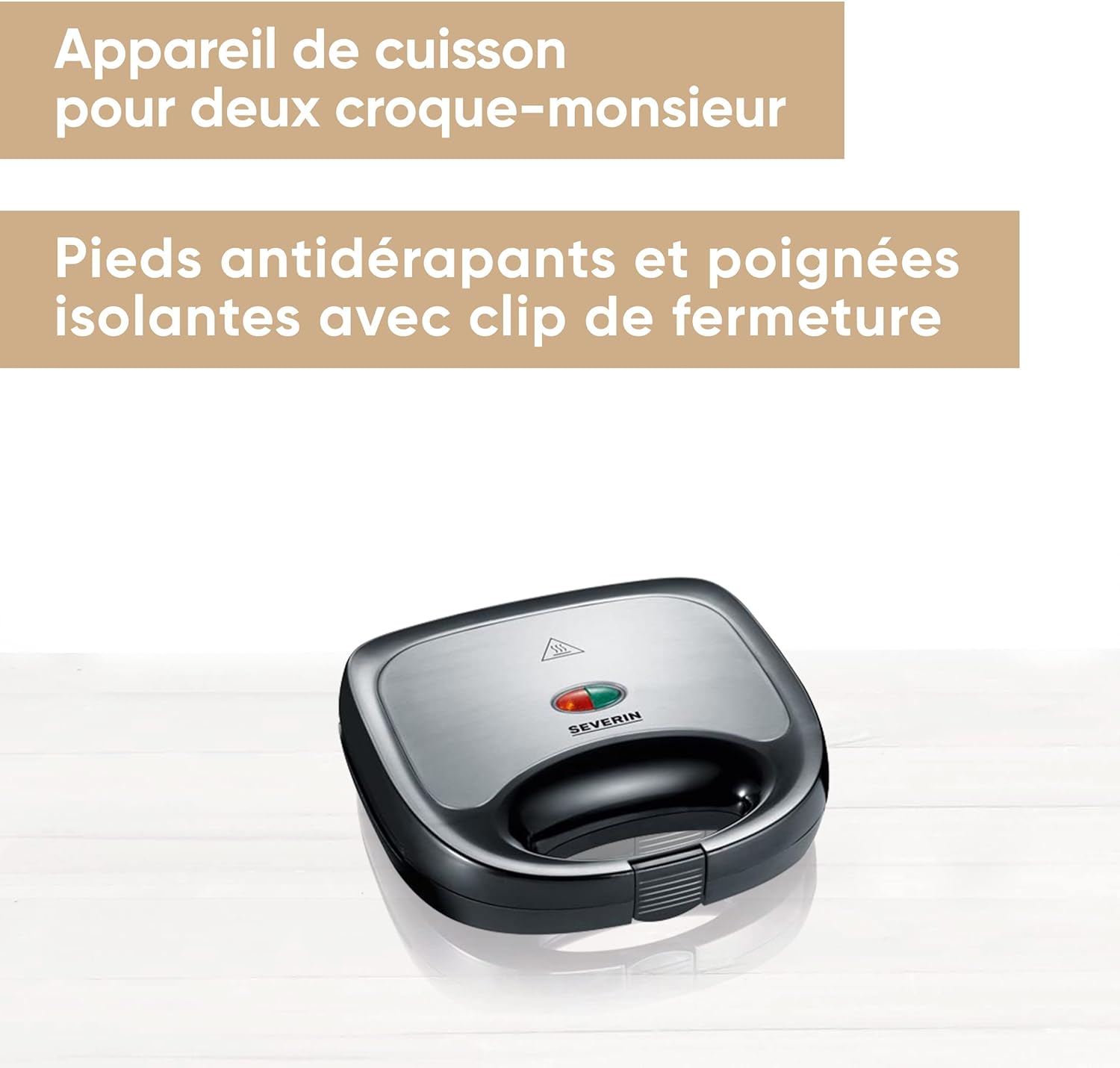 SEVERIN - Appareil croque-monsieur 600W - 2 sandwichs, plaques antiadhésives - SA 2969