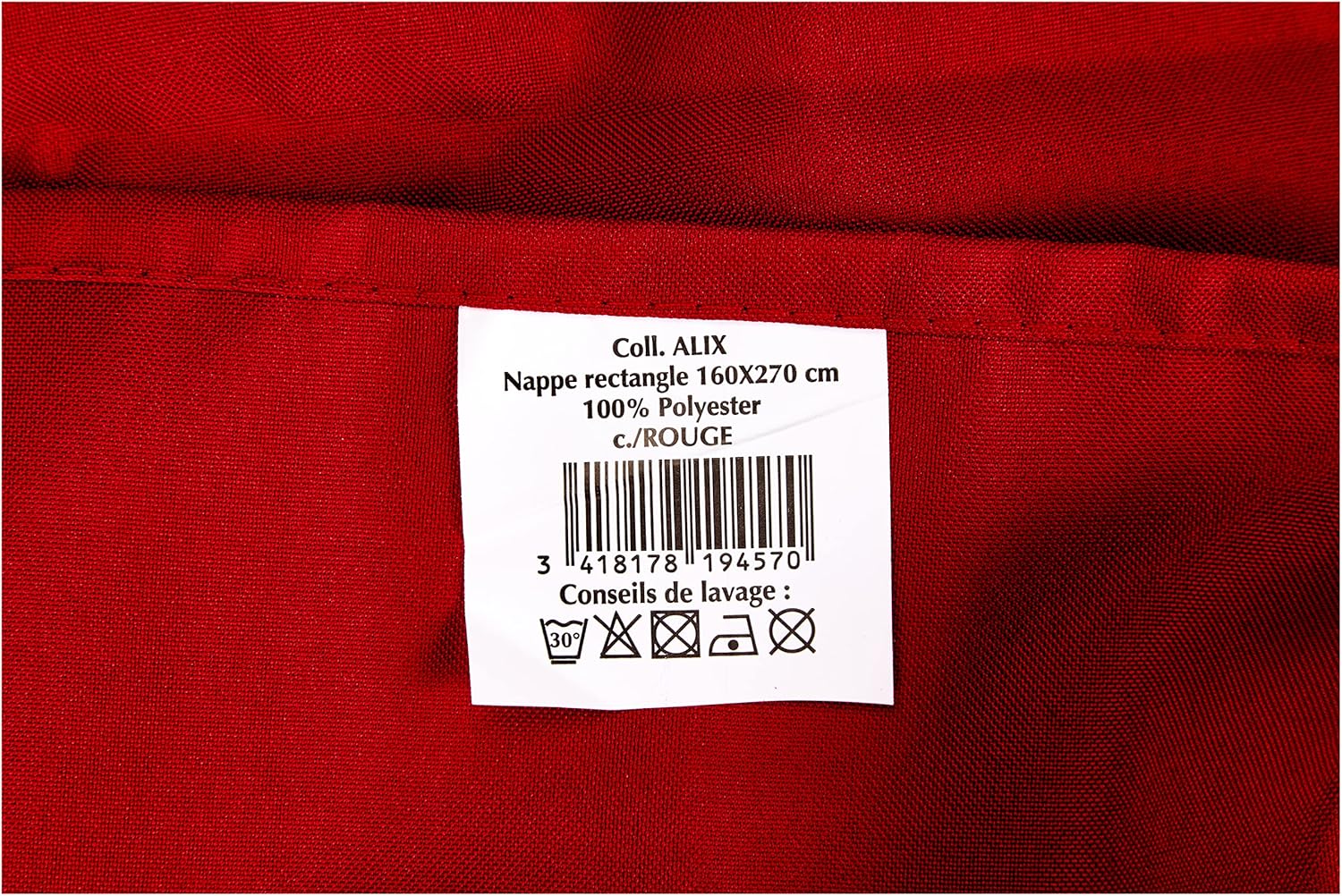 Soleil d'ocre - Alix nappe rectangle polyester rouge 160x270cm anti-tâches