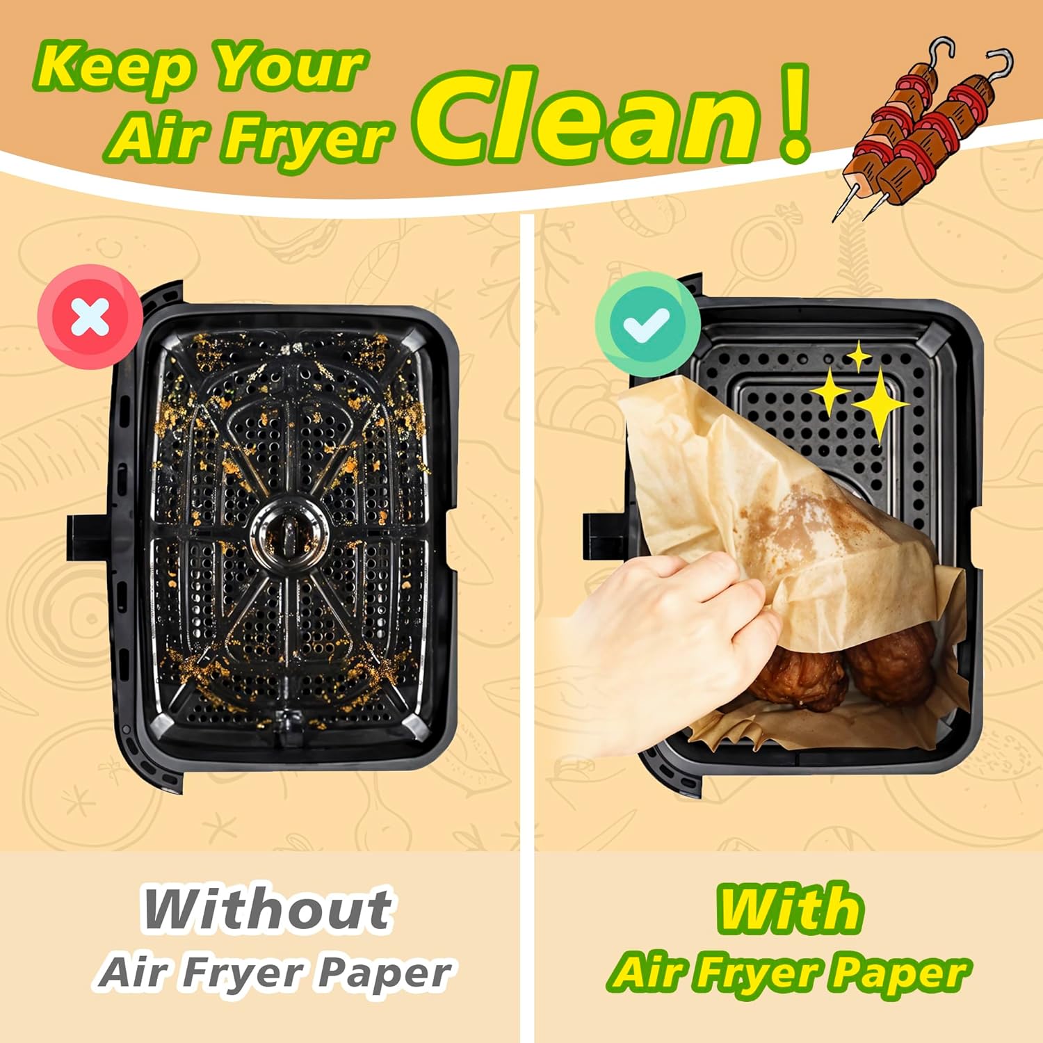 Papier cuisson air fryer - 225PCS - rond, antiadhésif, plat, AF500EU/AF500EUCP