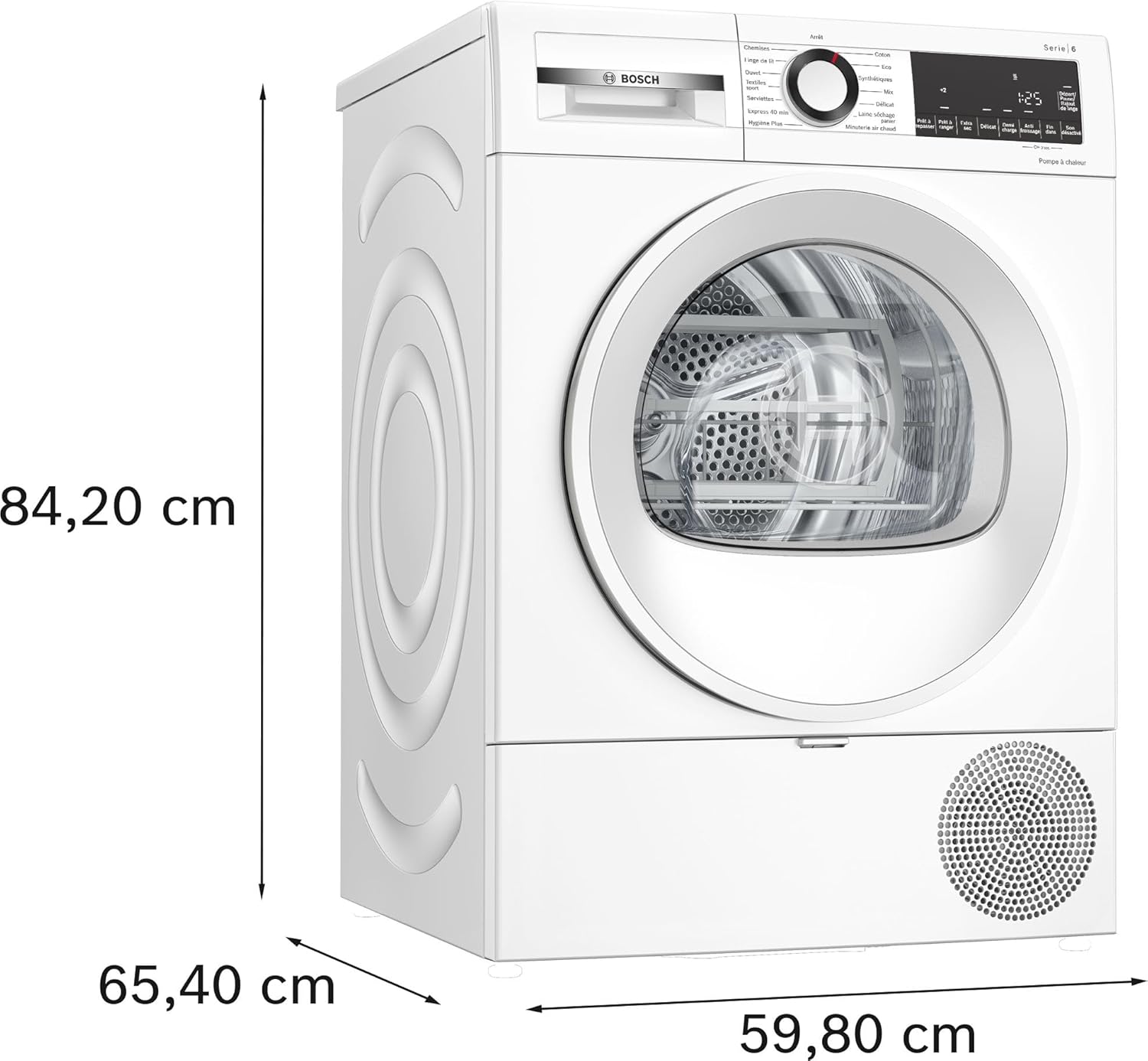 Bosch - Serie 6 - 8 kg, pompe à chaleur, blanc, sèche-linge - WQG133DTFR