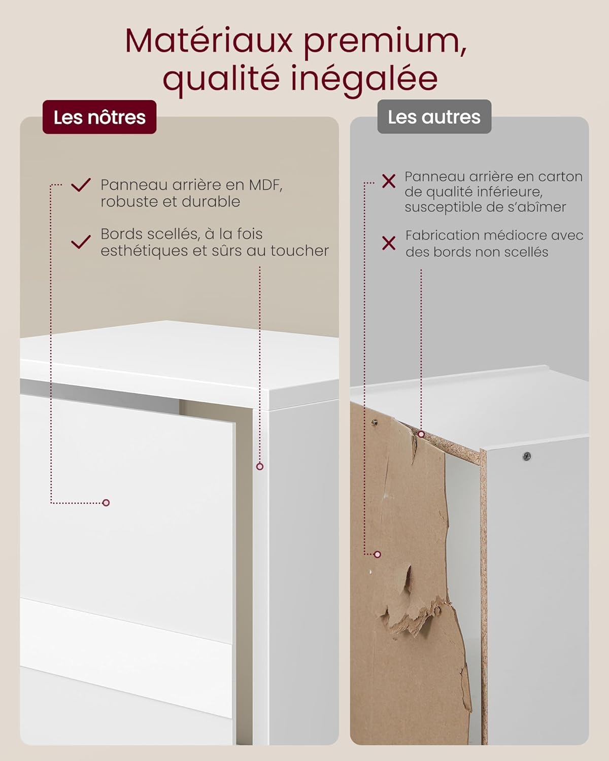VASAGLE - Custos Collection - 3 niveaux, compartiments ouverts, blanc, LBC433W01