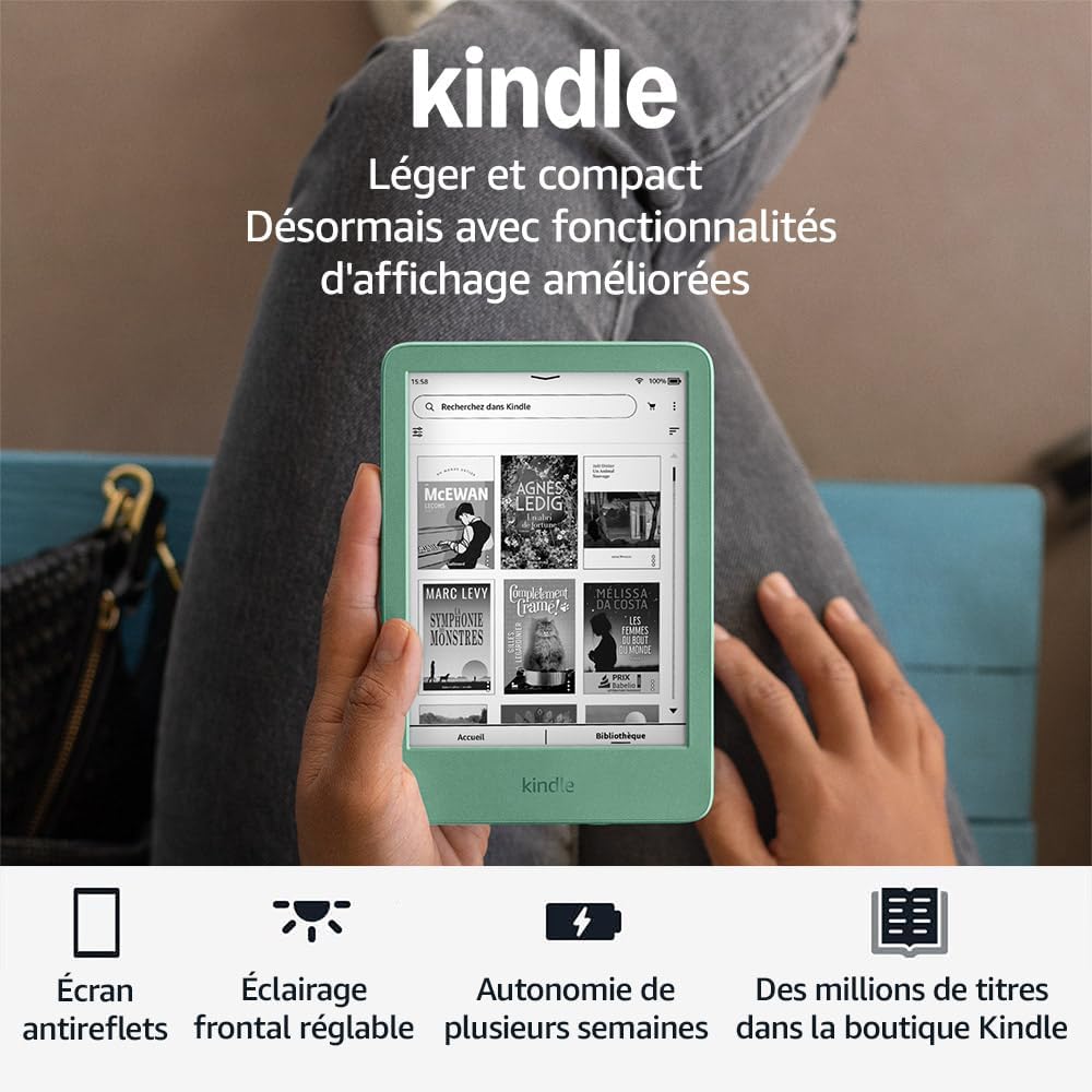 maxy-dealz Kindle - Nouvelle génération - compact, léger, écran 16 Go, éclairage réglable, Vert matcha
