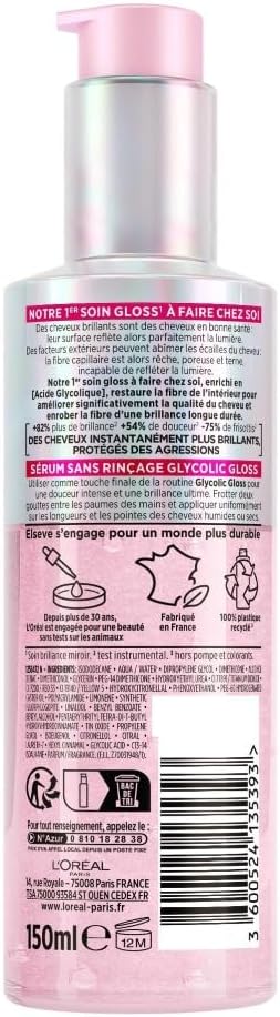 L'Oréal Paris - Elseve Glycolic Gloss - routine cheveux ternes - shampooing, soin, sérum sans sulfates, acide glycolique