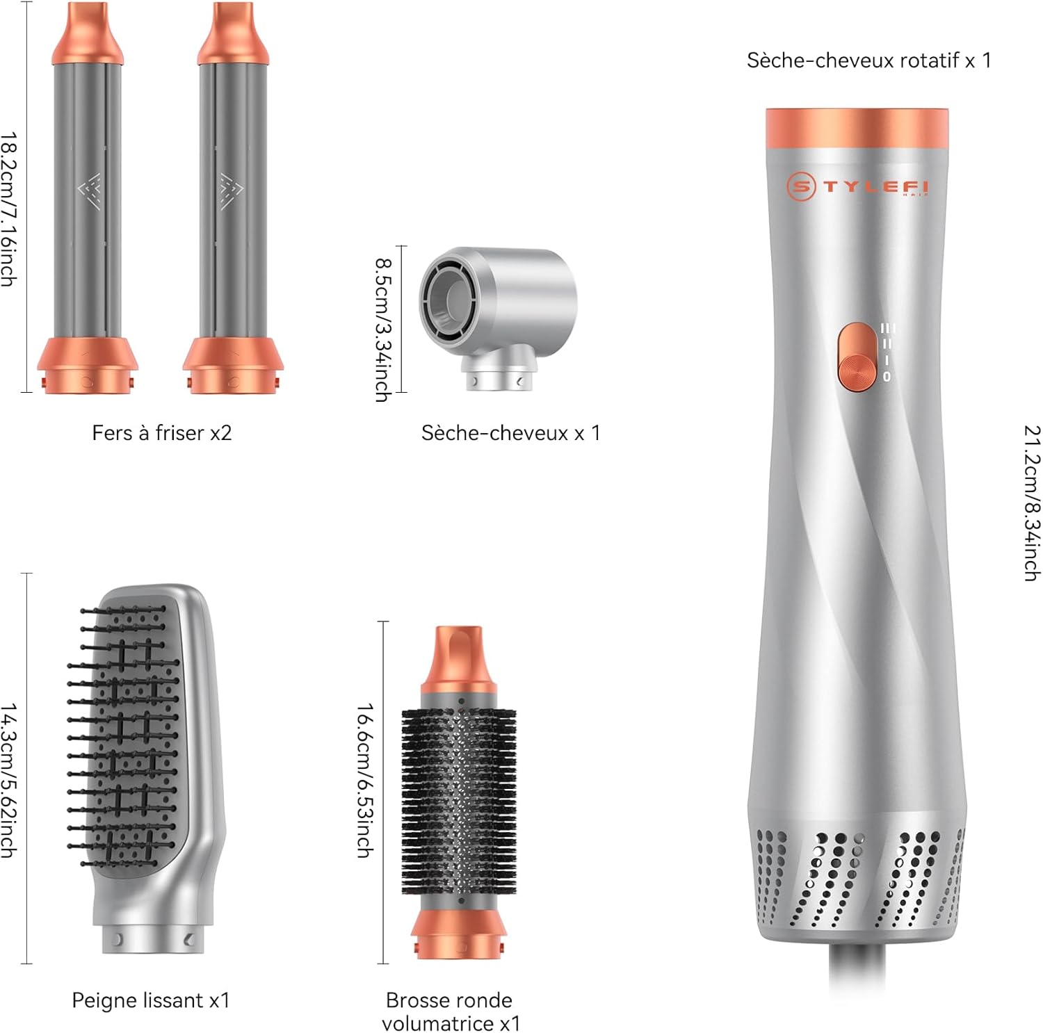 Brosse soufflante 5 en 1 - 800W - sèche, lisse, boucle, stylise