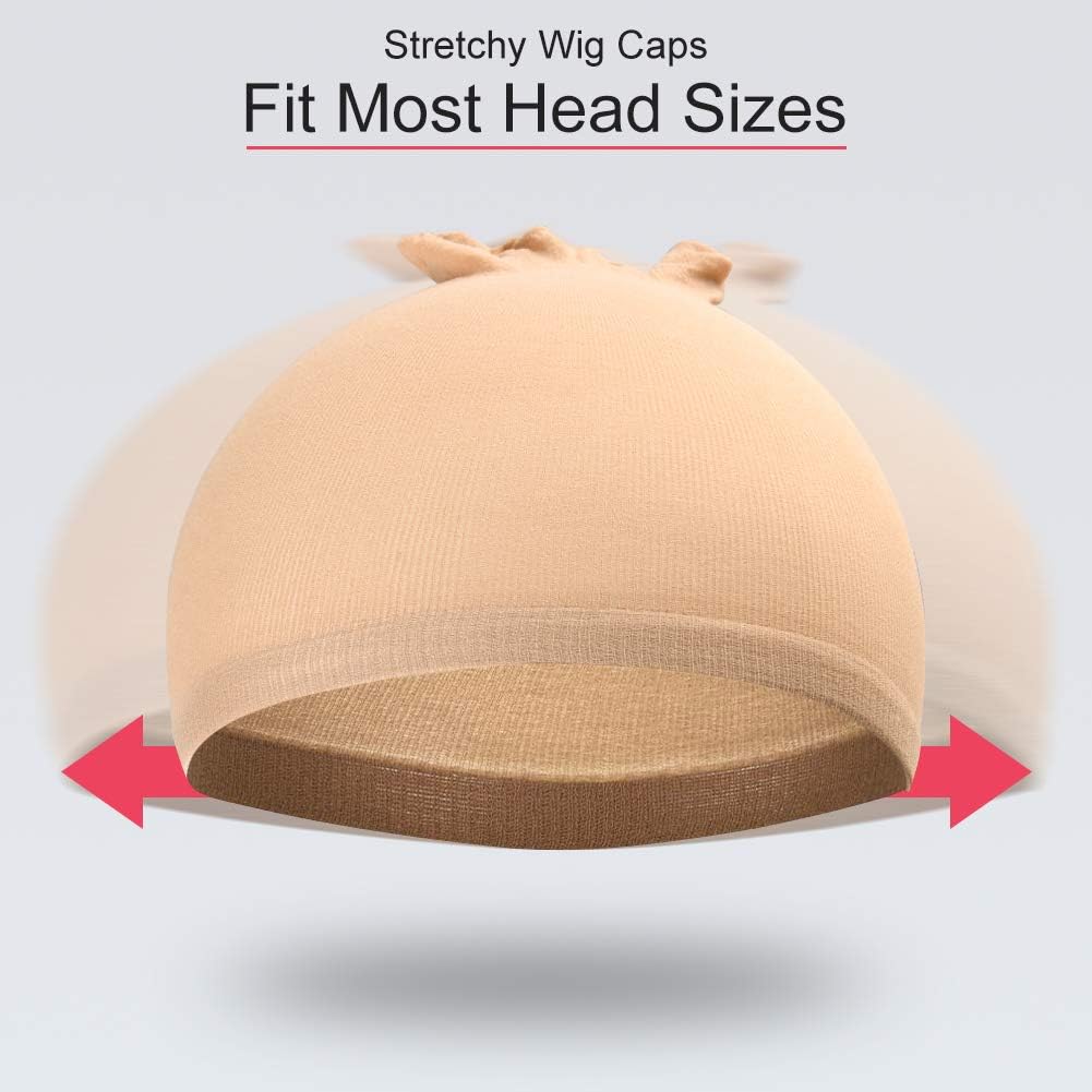 URAQT - bonnet perruque nylon - 4pcs - unisexe, nude & noir, filets pour perruque
