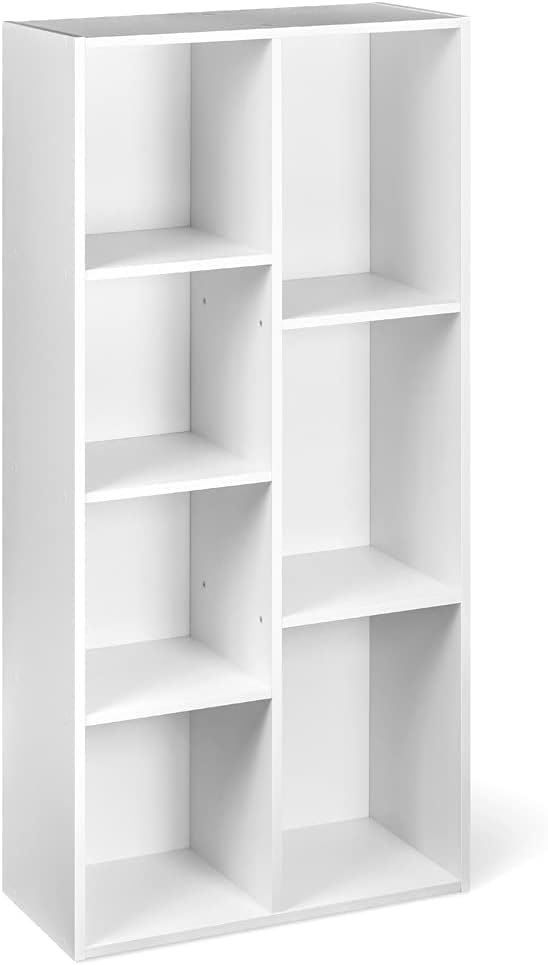 maxy-dealz Basics - bibliothèque 7 compartiments, 50x24x106 cm, blanc