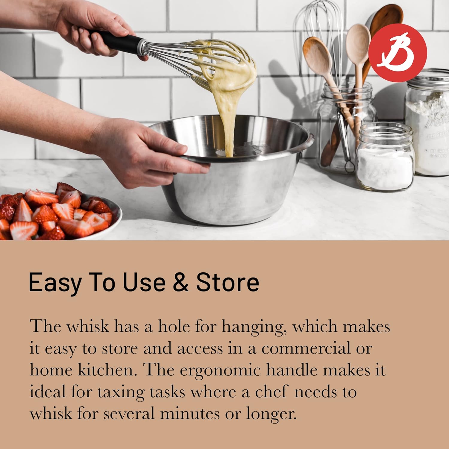 De Buyer - fouet professionnel inox - 26 cm - poignée ergonomique