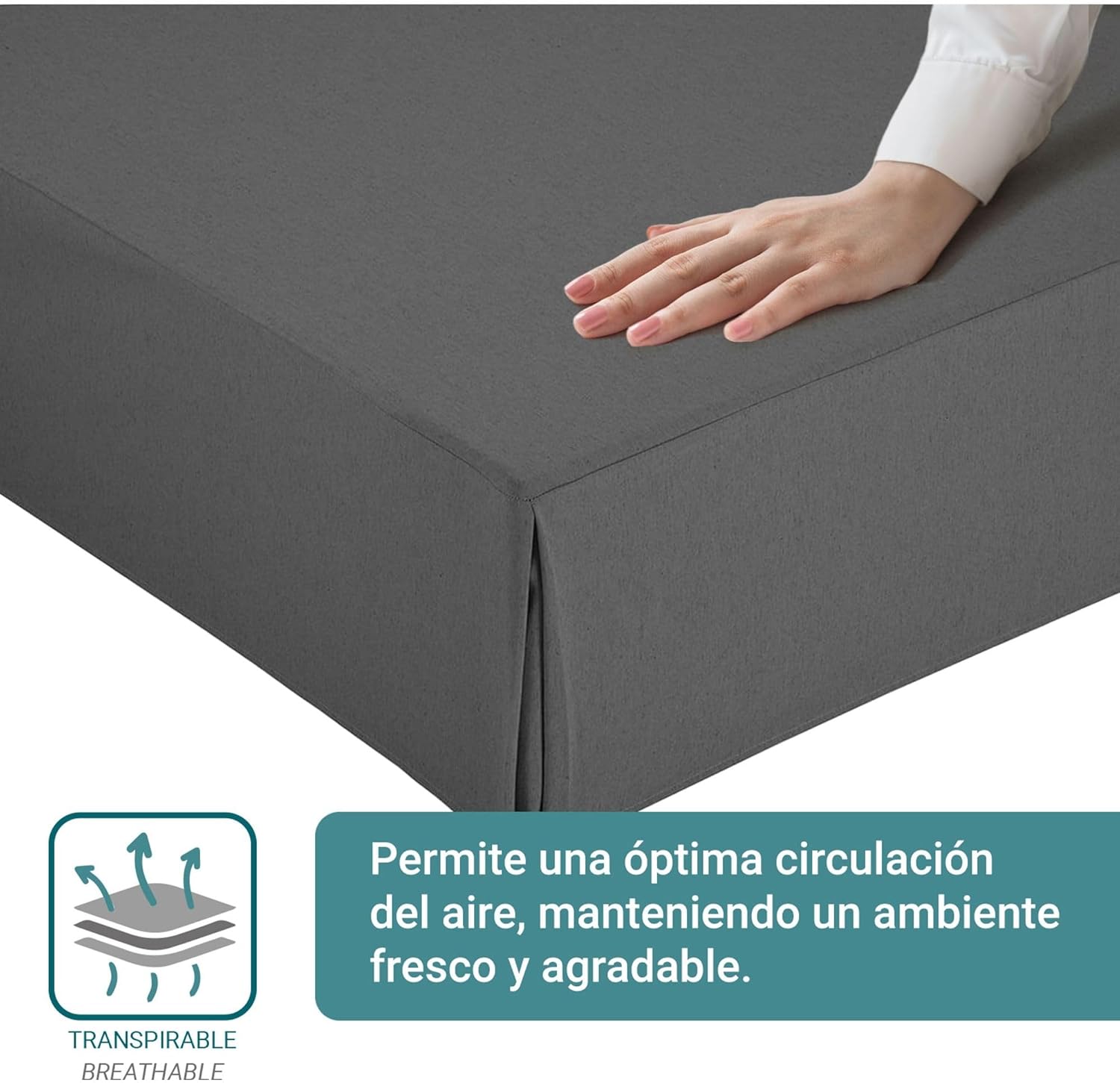 Housse de canapé - lit 160x190/200 cm - antidérapante, respirante, grise, fabrication Espagne
