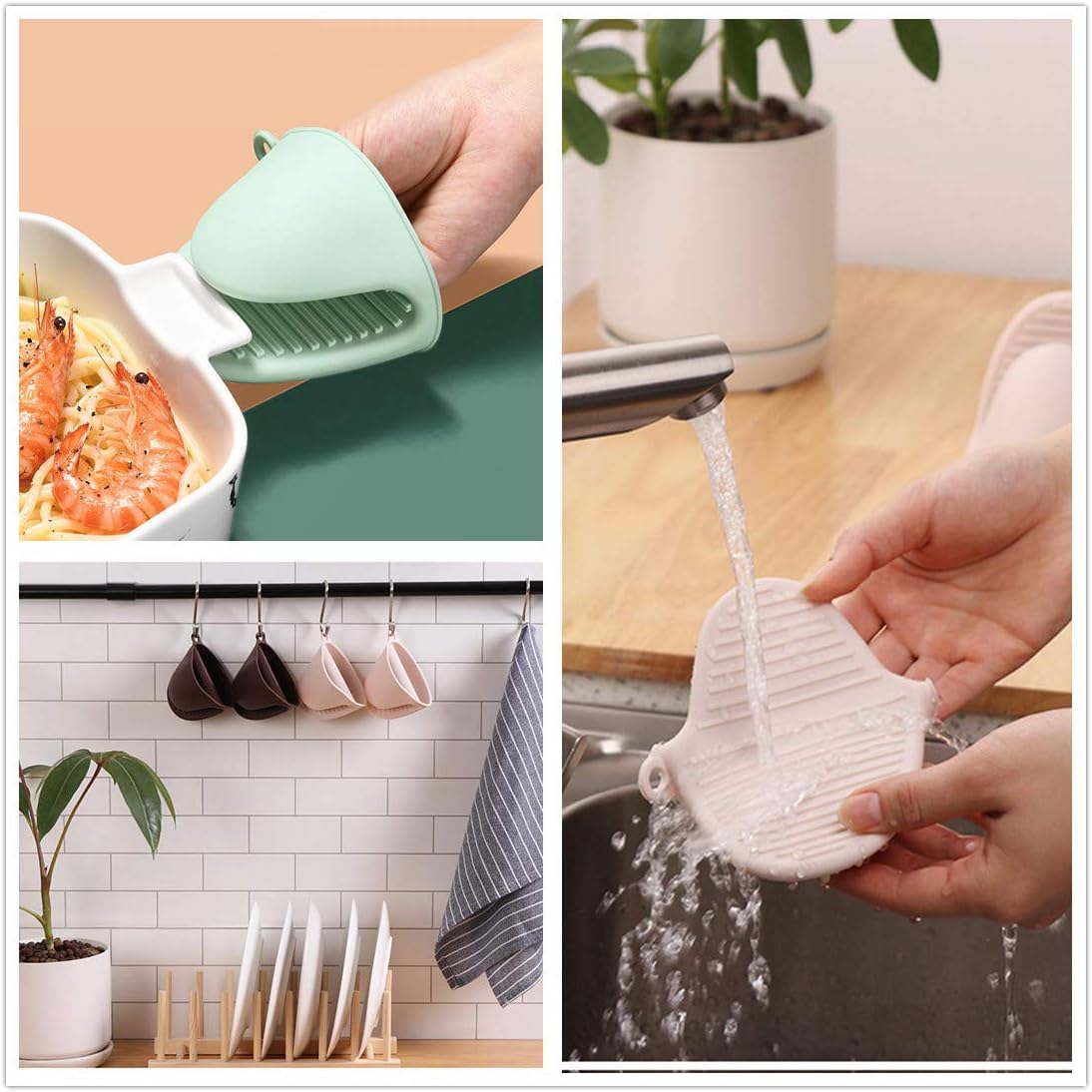Gant de cuisine - silicone épais, résistant chaleur, abricot, cuisson