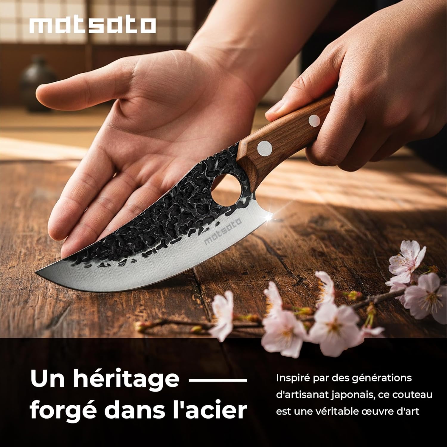 Matsato - Set professionnel 3 pièces - lames acier, poignée bois