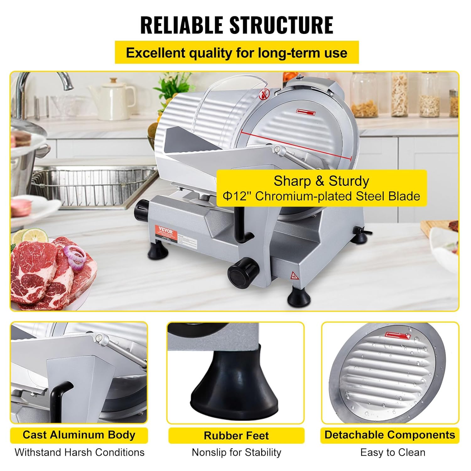 VEVOR - trancheuse électrique 300 mm - 320 W, 350-400 tr/min, inox