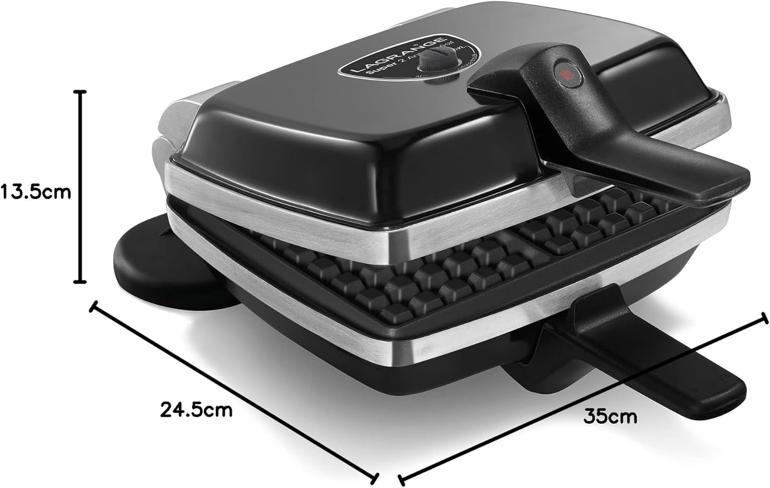 Lagrange - Super2 - 1000W, plaques gaufre/gaufrette, réversible, 039224