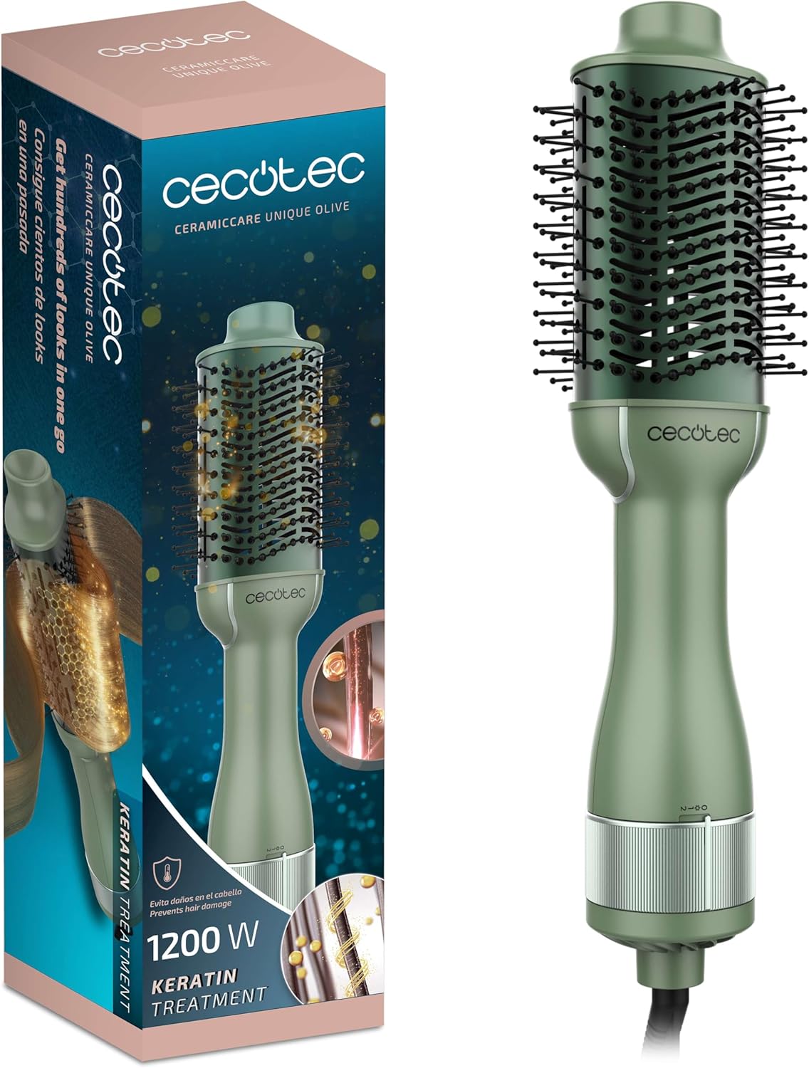Cecotec - Brosse à Air CeramicCare - 1200W - sèche, lisse, volume, kératine