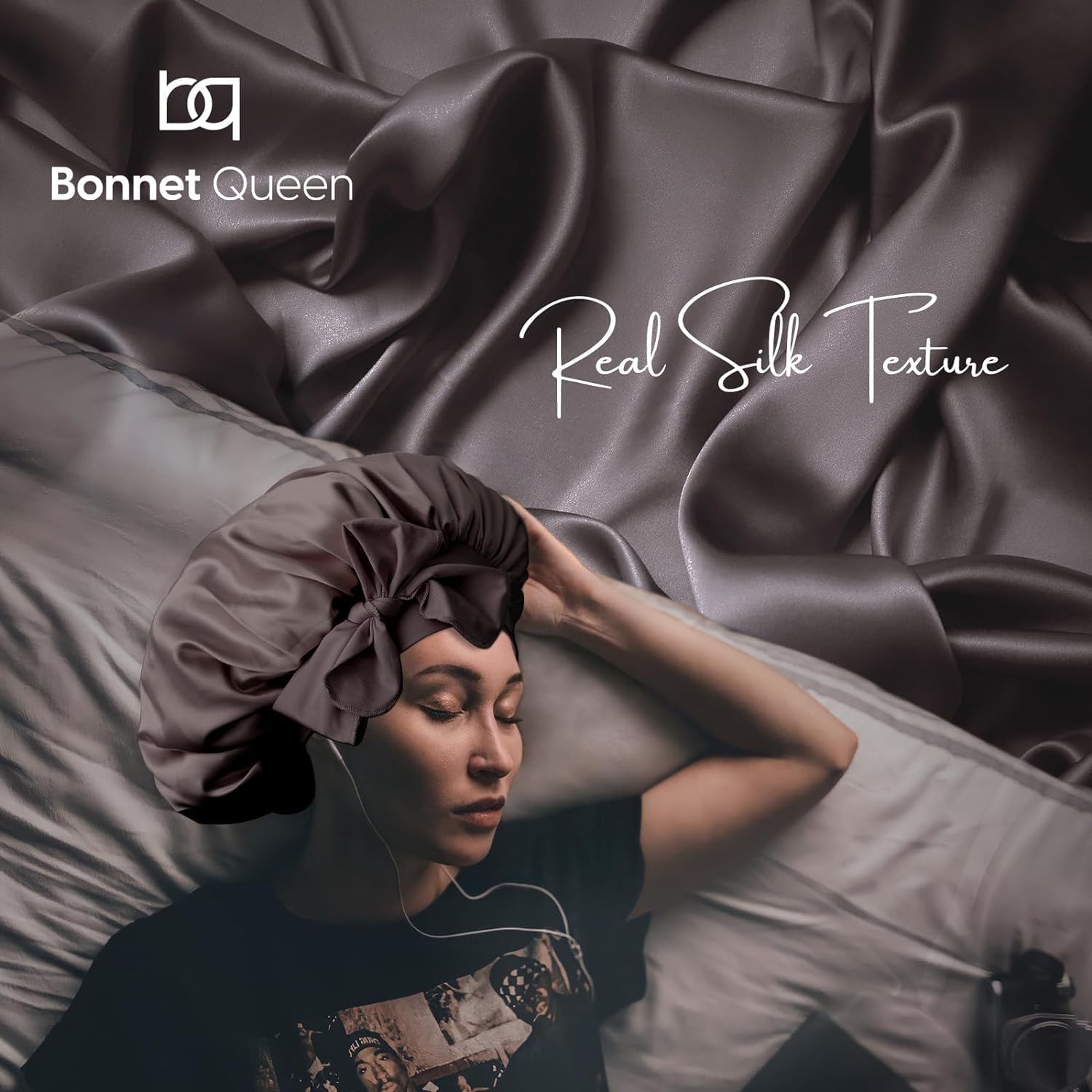 BONNET QUEEN - bonnet satin ajustable moyen - élastique long cheveux