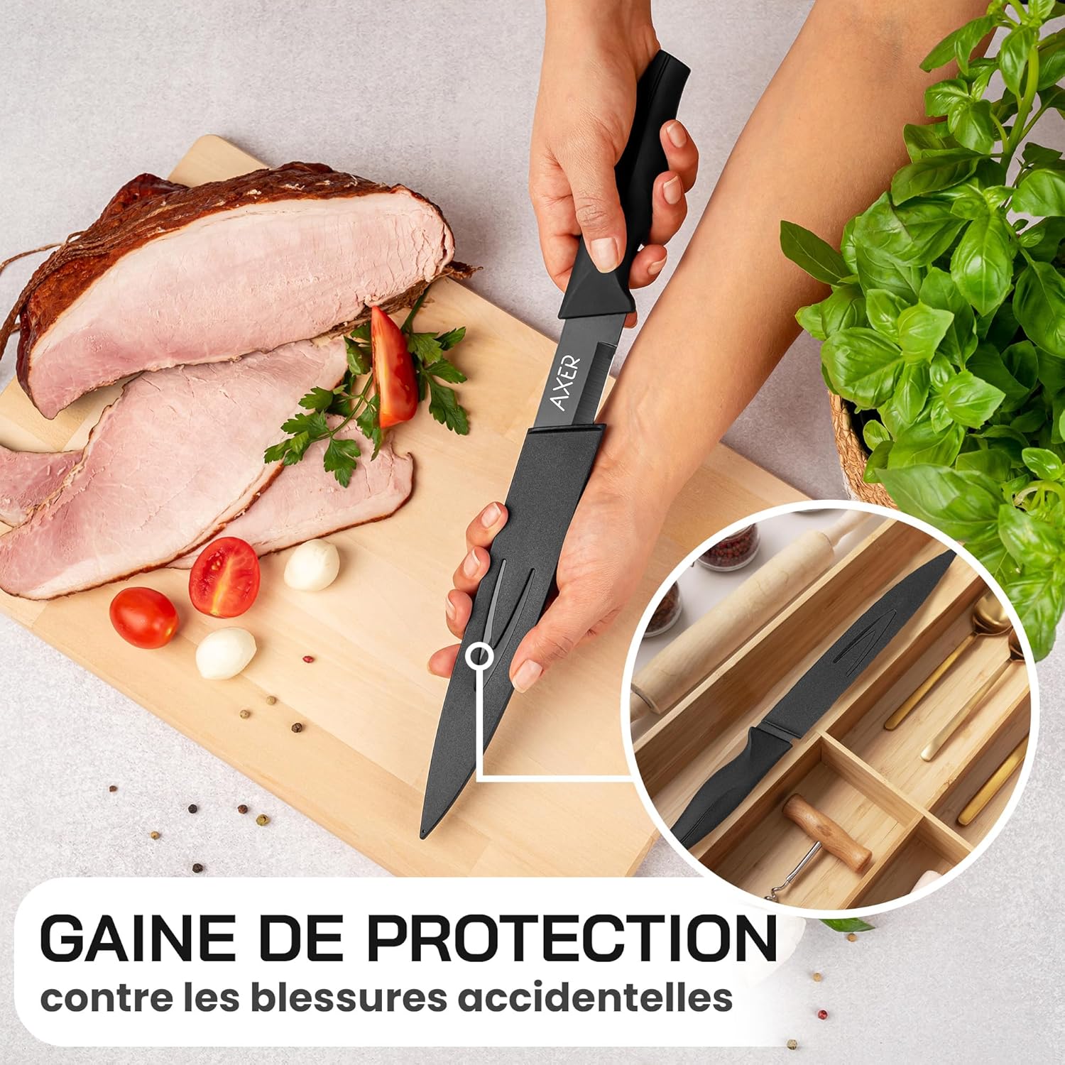 Axer - couteau de cuisine professionnel 20 cm - étui et boîte