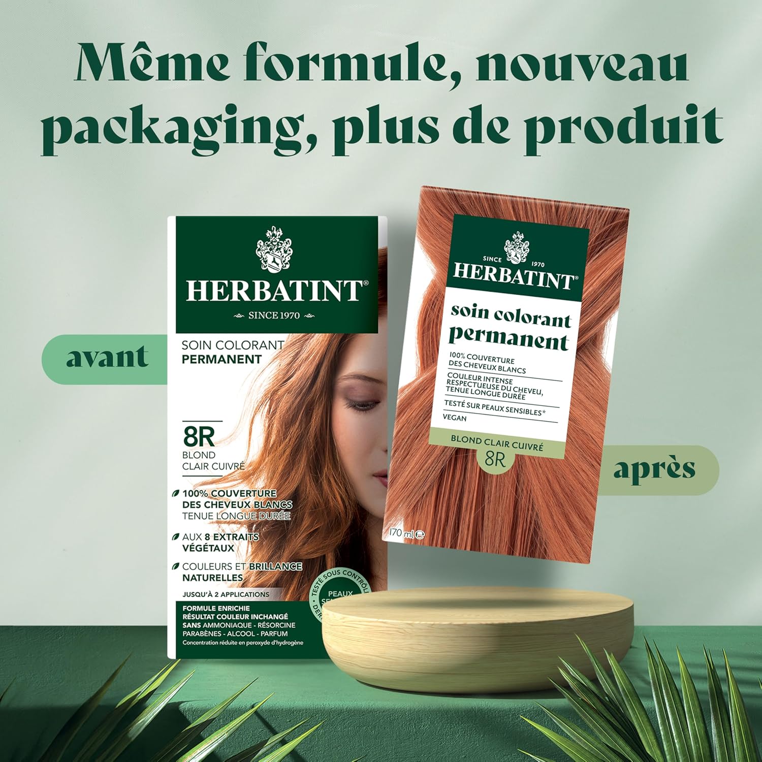 Herbatint - Soin colorant cheveux 8R - 170ml - Sans ammoniaque, 100% couvrant, 8 extraits bio