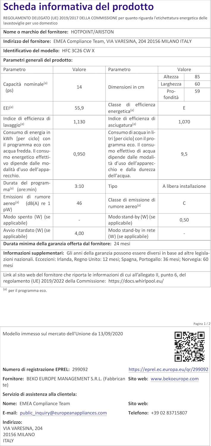 Hotpoint - lave-vaisselle série 3 - 60cm - 14 couverts, 3e panier, inox - HFC3C26CWX