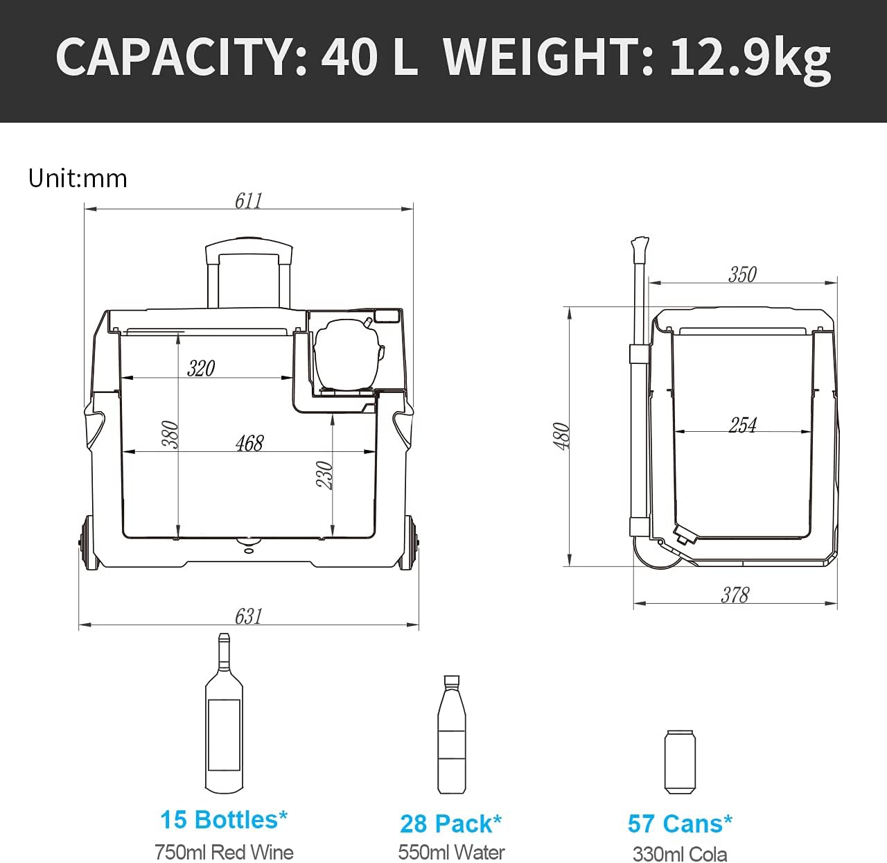 Alpicool - CX40 - 40L - réfrigérateur/congélateur portable, compression, maison/camping - CX40
