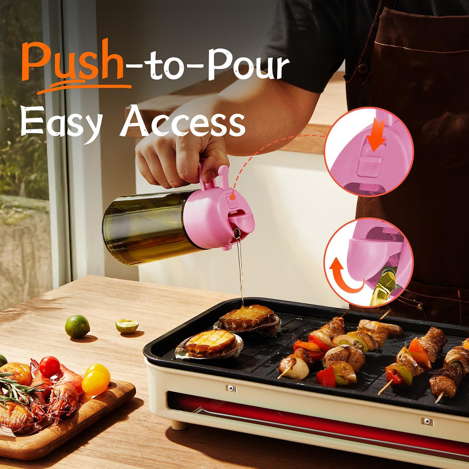 Huile de cuisine spray - 470ml, vaporisateur 2-en-1, Bubblegum-1