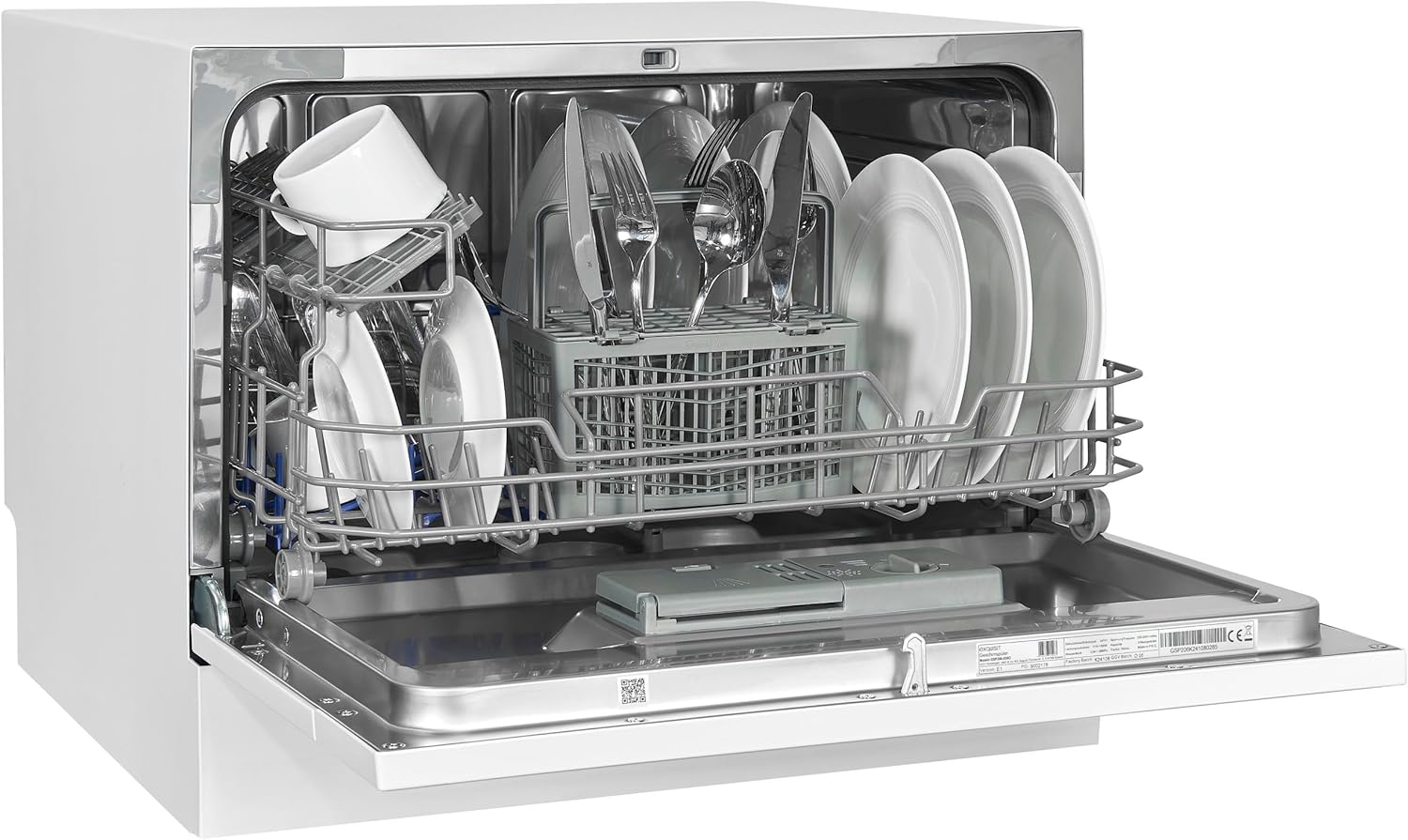 Exquisit - lave-vaisselle GSP206-030D - 55cm - 6 couverts, 7 programmes, départ différé, panier à couverts, blanc, GSP20