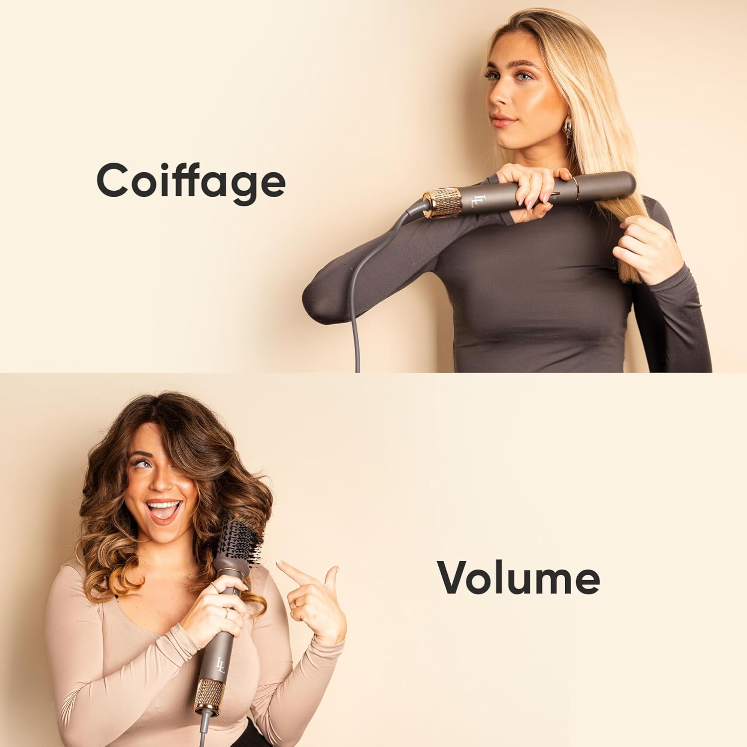 Brosse soufflante - luxe blanc argent - 135000 RPM - séchage rapide, ionique, auto-wrap, volumateur, lisseur