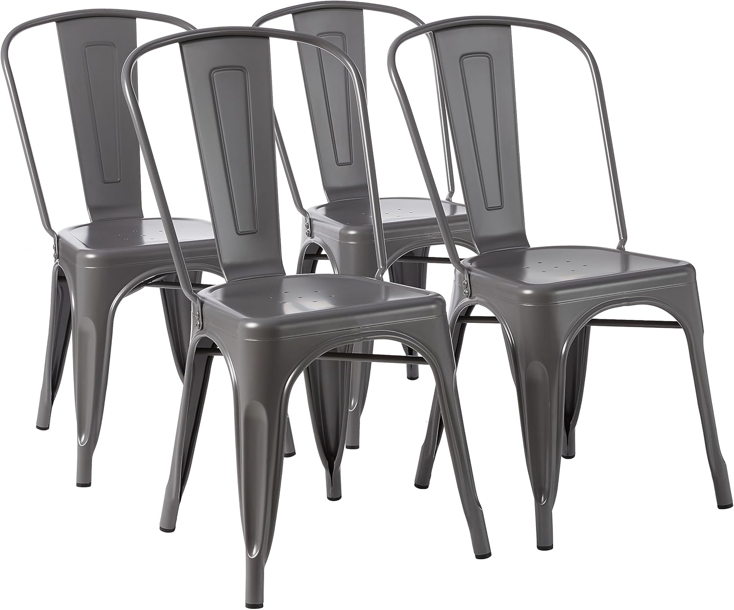maxy-dealz Basics - lot de 4 chaises empilables métal - 51x43x85 cm - dossier bistrot, intérieur/extérieur