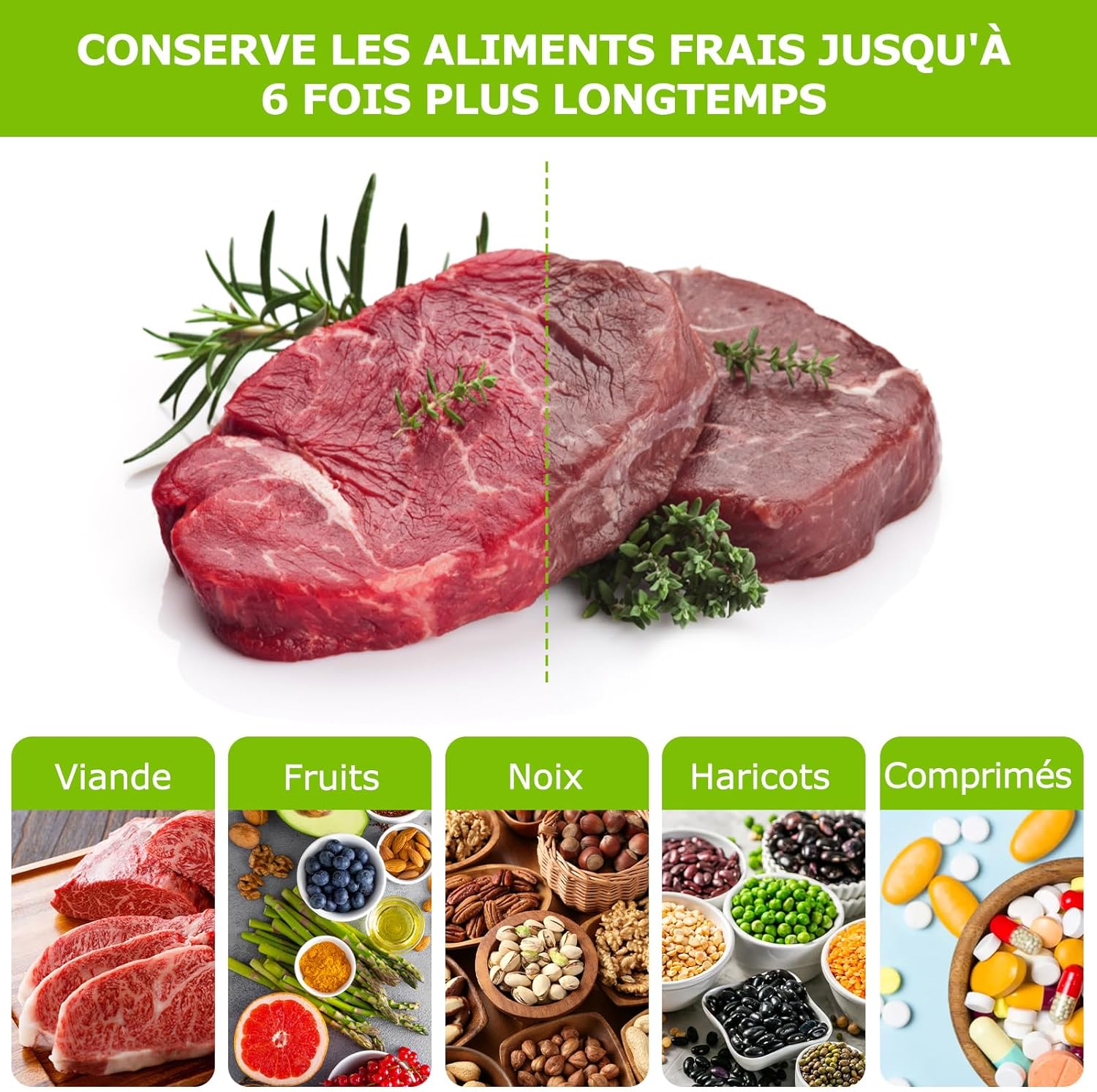 Bonsenkitchen - sacs sous vide (série VB) - 15x25 cm - lot de 100, gaufrés, alimentaires VB3204