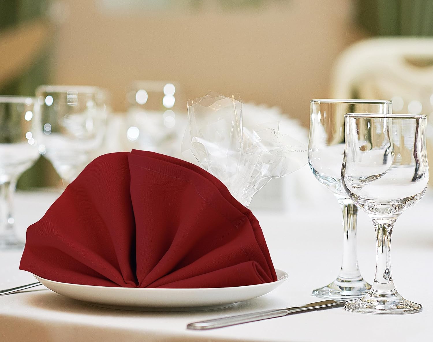 KICHLY - serviettes tissu réutilisables 43x43 cm - lot de 24, polyester rouge