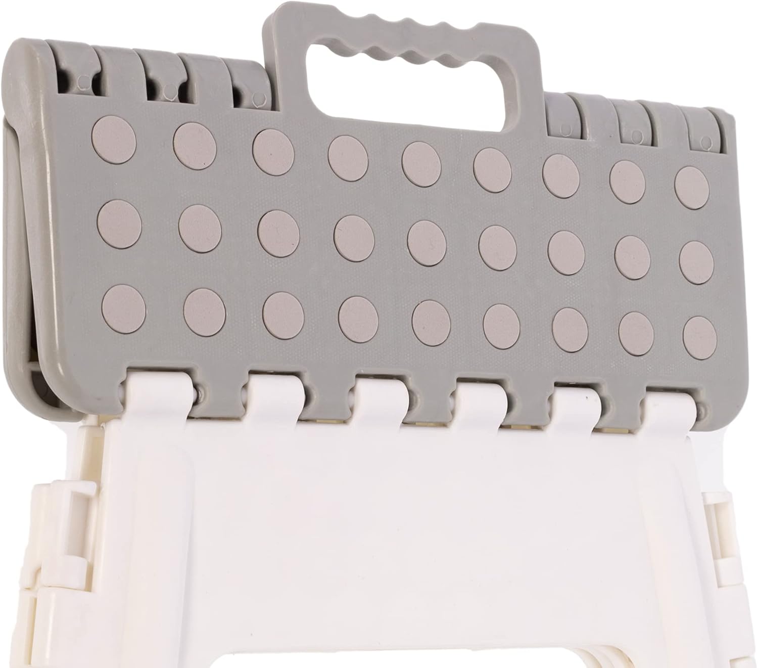 Arregui - Tabouret pliant 39 cm, blanc & gris, pliable compact TB-039-GB