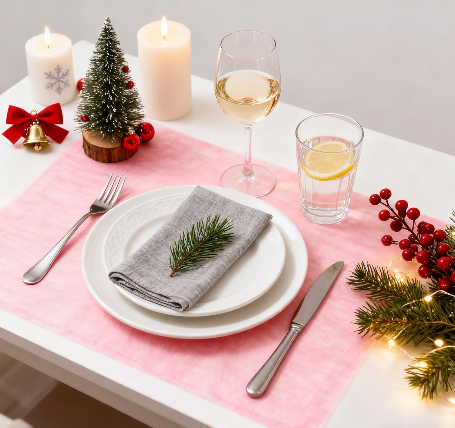 Chemin de table non tissé - ruban rose 23x300cm - 150 cœurs décoratifs