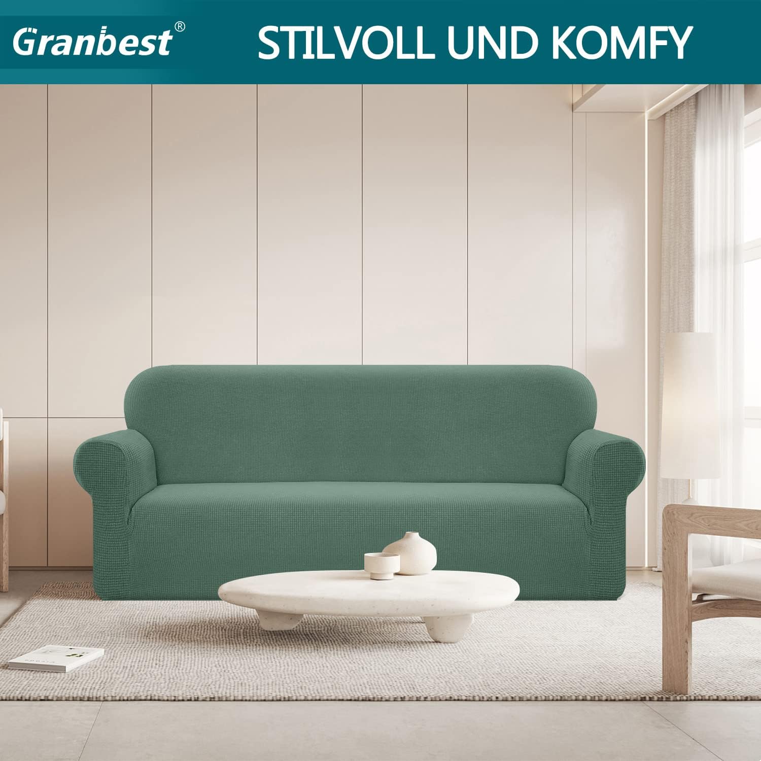 Granbest - housse canapé spandex jacquard, 4 places, extensible, imperméable