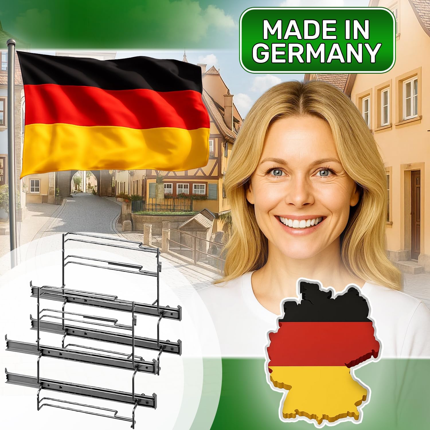 Rails Telescopiques pour Four Encastrable 2 Niveaux avec le Code Original 17001568 pour Bosch - Garantie de 5 Ans - MADE IN GERMANY - ONIX TECH