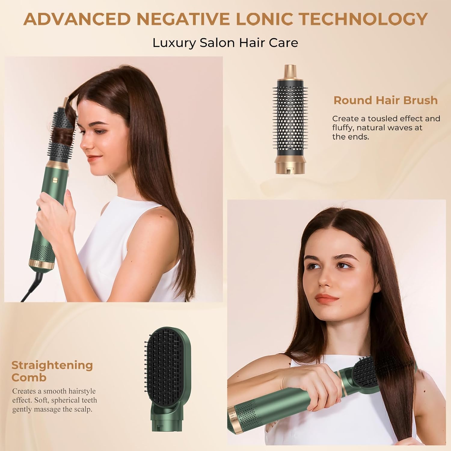 Brosse soufflante 5 en 1 - 1000W - multi-styles, ions, réglable