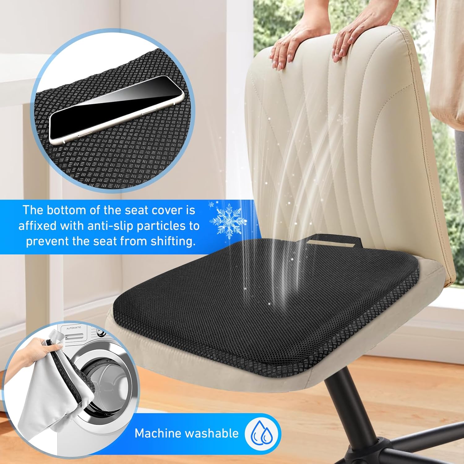 Vmingo - coussin de gel série orthopédique - housse antidérapant, soulage pression, bleu foncé, 45x35cm